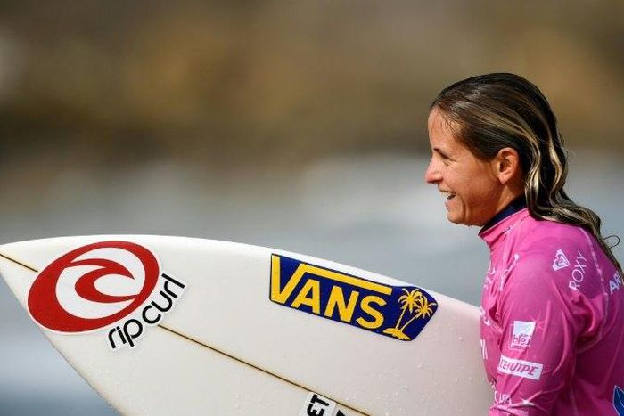 France's Pauline Ado won women's gold at the World Surfing Games in Biarritz on May 21, 2017