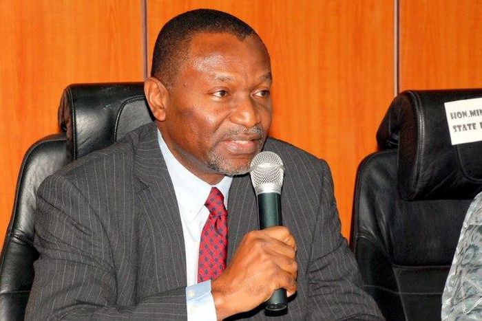 Minister of Budget and National Planning Senator Udoma Udo Udoma addressing the Management Staff during assumption of Office at Budget And National Planning.