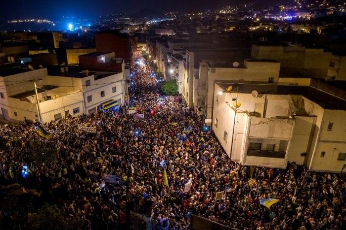 Anti-riot police were at the protest, following clashes between demonstrators and security forces over the weekend, but the crowd dispersed at around midnight without incident