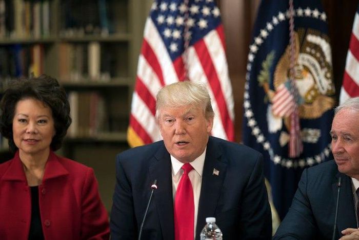 President Trump at a meeting in the Eisenhower Executive Office Building on Tuesday.