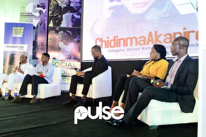 Tolu Ogunlesi, Simbo Olorunfemi, Chiamaka Akaniro, Stanley Azuakola and Anthony Esae-Brown at the SMW panel