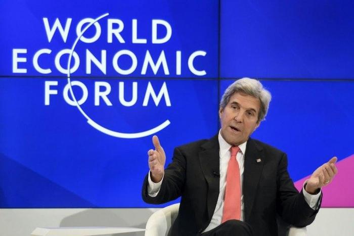 John Kerry made his last visit to the World Economic Forum in Davos as Washington's top diplomat, just three days before Donald Trump is to take office