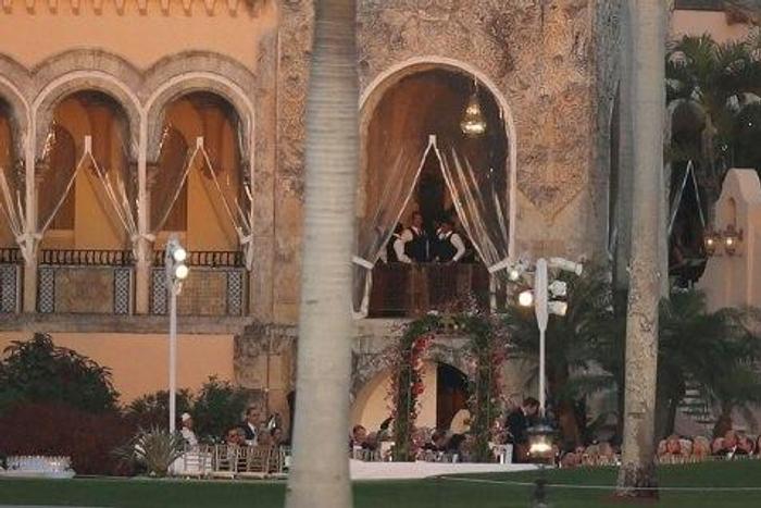 President Donald Trump hosts a dinner with Japanese Prime Minister Shinzo Abe at Mar-a-Lago Resort on February 11, 2017 in West Palm Beach, Florida