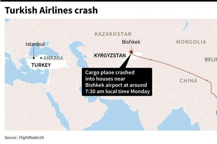 A Turkish Airlines cargo plane has crashed near Kyrgyzstan's main airport, leaving 32 people dead