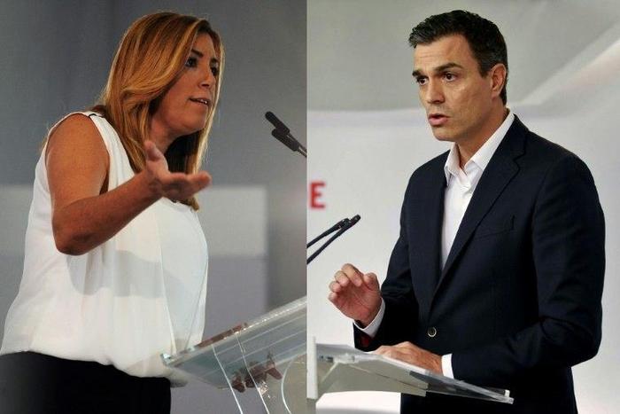 Spain's bitterly divided Socialist party will chose between two key leadership candidates: Pedro Sanchez (R) and Susana Diaz