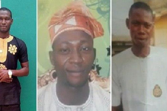 Chinedu Paul [left] and the two mechanics lynched with him