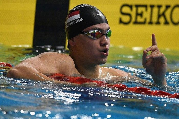Singapore's Joseph Schooling celebrates after winning the 100m freestyle final at the Southeast Asian Games in Kuala Lumpur, on August 24, 2017
