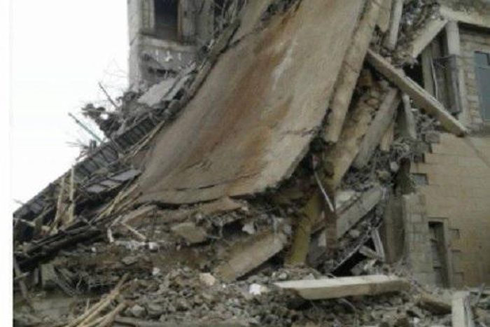 The collapsed building in Ilorin