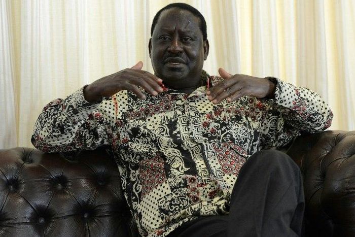Kenyan opposition politician Raila Odinga speaks to AFP during a 2014 interview in Nairobi