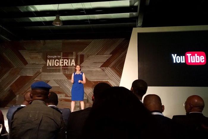 Johanna Wright, (VP, Product Management, YouTube) announcing YouTube Go at the Google For Nigeria event in Lagos.