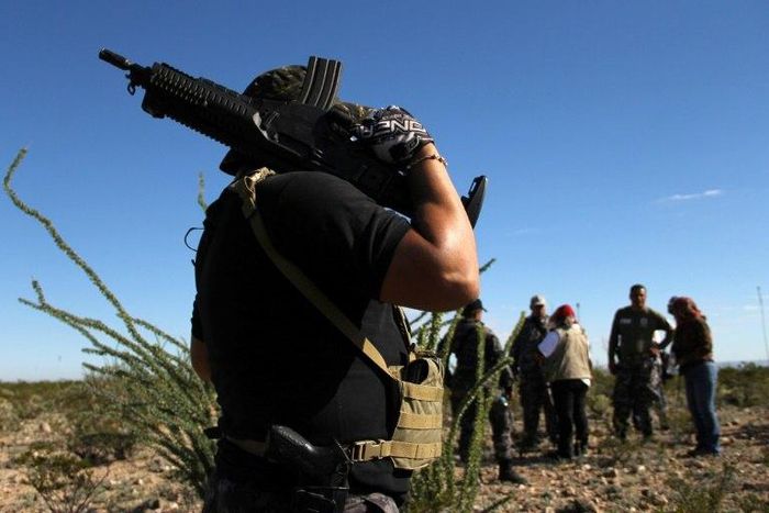 Police in Chihuahua: the region is hotly-disputed as it is a strategic corridor for shipping narcotics to the US