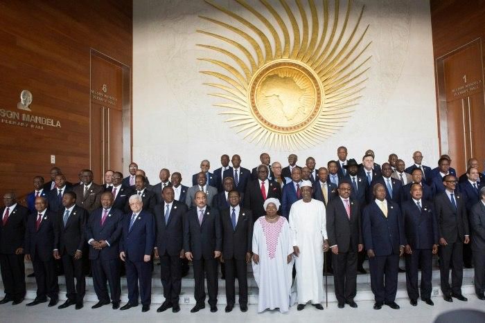 African Heads of State pose for a group photo ahead of the start of the 28th African Union summit in Addis Ababa on January 30, 2017