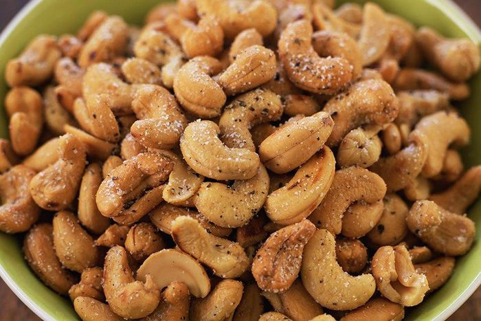 Salted processed nuts.