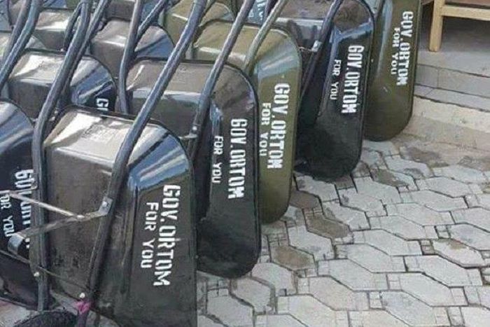 The branded wheelbarrows