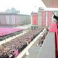 An official Korean Central News Agency image shows leader Kim Jong-Un waving to people after the military parade in Pyongyang on on April 16, 2017