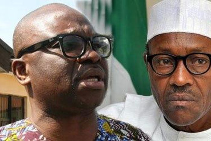Former Governor of Ekiti State, Ayo Fayose and late President Muhammadu Buhari