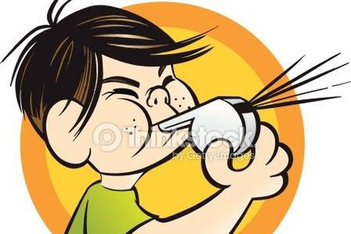 Clipart of boy blowing a whistle