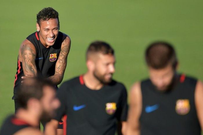 Barcelona's Brazilian forward Neymar takes part in a training session in Miami, Florida, on July 27, 2017