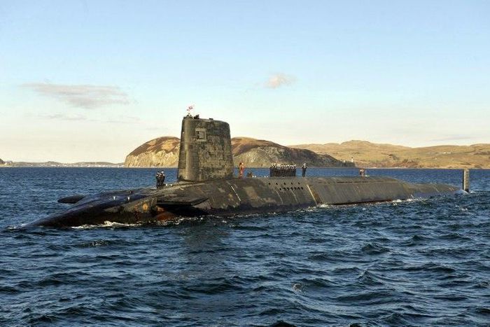 HMS Victorious -- a Trident nuclear submarine -- pictured on patrol off the west coast of Scotland on April 4, 2013