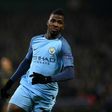 Manchester City's striker Kelechi Iheanacho celebrates scoring his team's first goal during the UEFA Champions League group C football match between Manchester City and Celtic at the Etihad Stadium in Manchester, northern England, on December 6, 2016