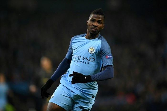 Manchester City's striker Kelechi Iheanacho celebrates scoring his team's first goal during the UEFA Champions League group C football match between Manchester City and Celtic at the Etihad Stadium in Manchester, northern England, on December 6, 2016