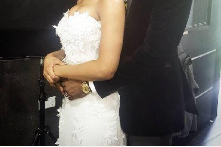 Adesua Etomi and Banky W on set of "The Wedding party"