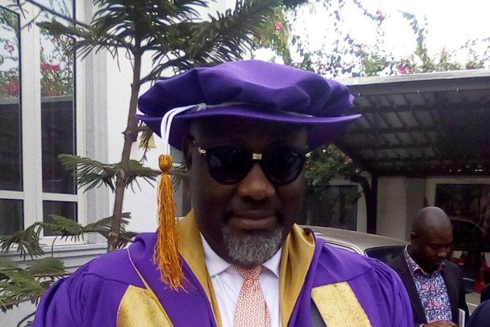 Senator Dino Melaye wears academic gown to Senate plenary session on Tuesday, March 28, 2017.