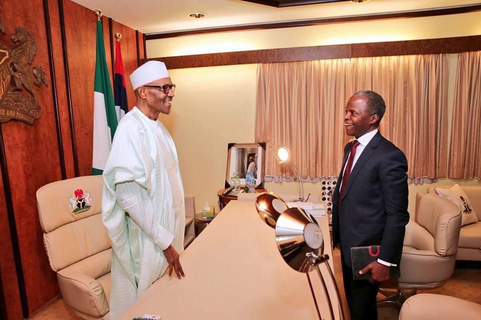 President Muhammadu Buhari with Vice President Yemi Osinbajo on Monday, August 21, 2017.