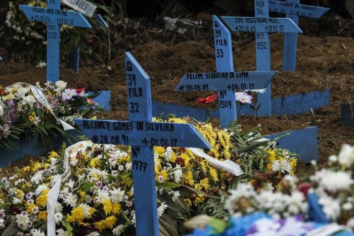View on January 9, 2017, of the graves at Nossa Senhora Aparecida Cemetery of the inmates killed in the recent riots in prisons in Manaus, Brazil