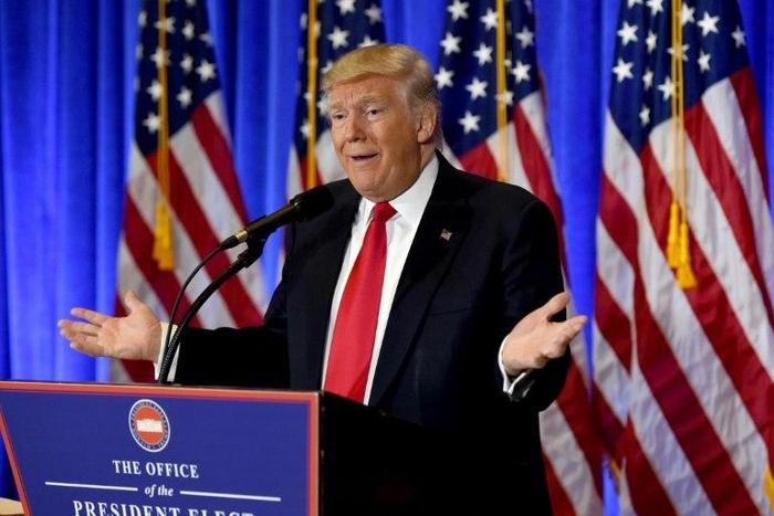 US President-elect Donald Trump speaks during a press conference on January 11, 2017