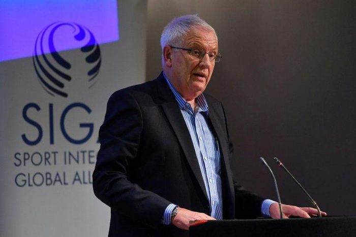 President of the European Athletic Association, Svein Arne Hansen delivers a keynote speech during a Sport Integrity Global Alliance (SIGA) conference in the city of London on January 30, 2017