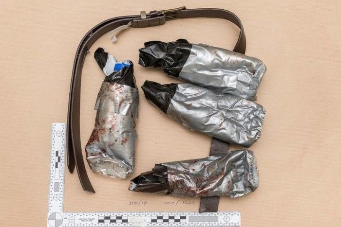 A handout picture from the Metropolitan Police shows a fake suicide belt worn by the attackers during the June 3 attacks on London Bridge and Borough Market