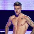 Justin Bieber showing off his bare torso
