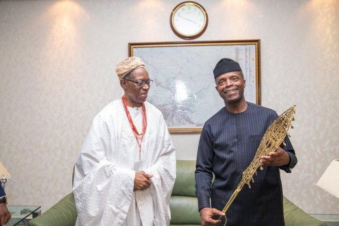 The Olowo of Owo, Oba Olateru Olagbegi visits Acting President Yemi Osinbajo