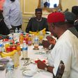 Recent picture of Buhari and governors in his London home