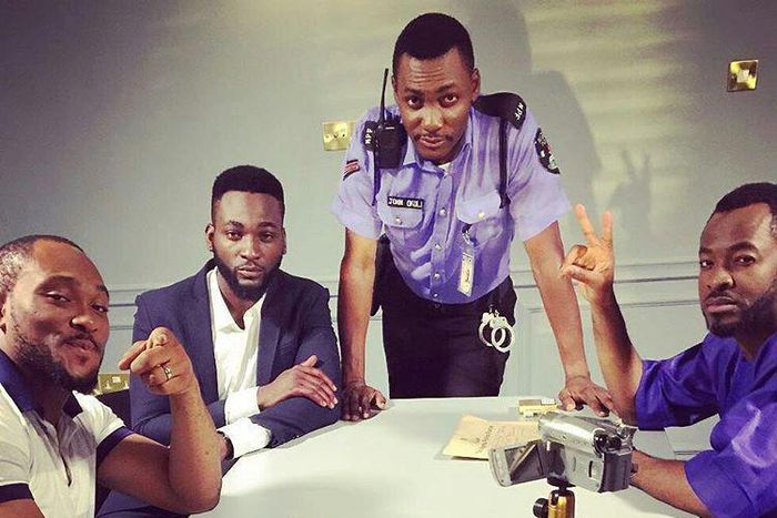 Blossom Chukwujekwu, Gbenro Ajibade, Tope Tedela and OC Ukeje on set of "Catch.er"