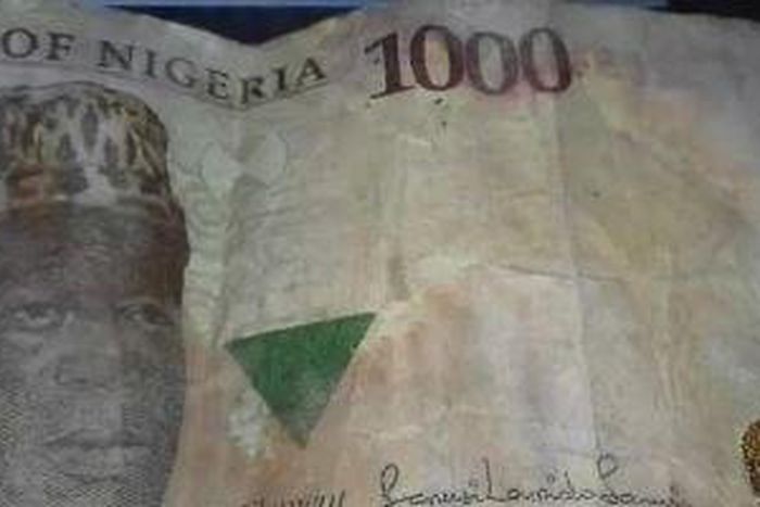 One of the counterfeit notes
