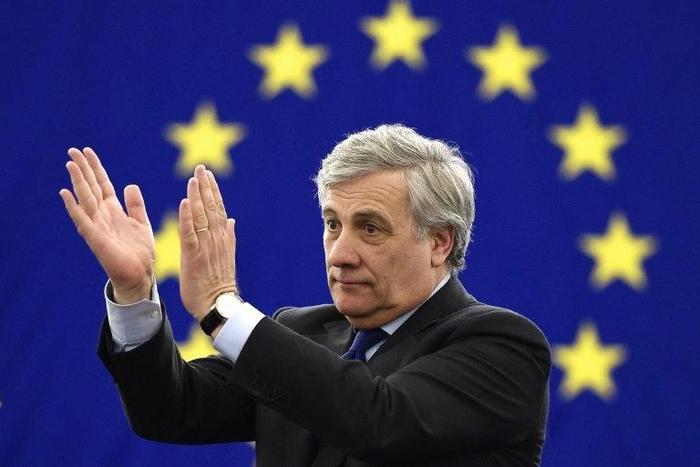The European Parliament's new President Antonio Tajani reacts following his election in Strasbourg, eastern France, on January 17, 2017