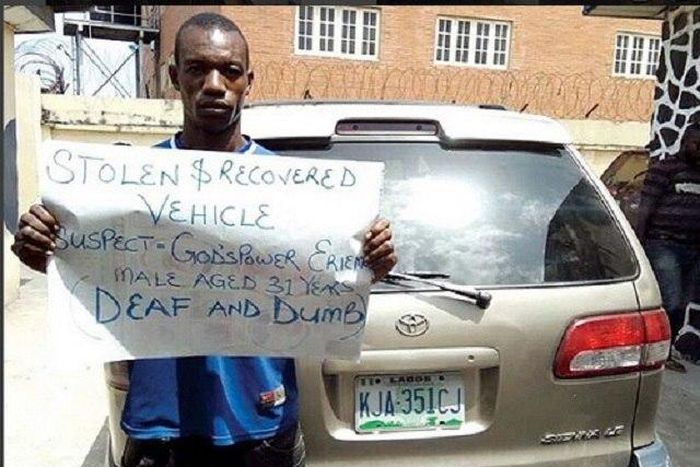The suspected car thief, Godspower Eriemo
