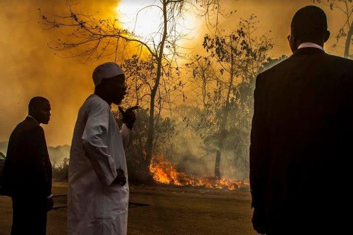 Governor Aregbesola at scene of fire