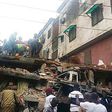 The scene of the collapsed building