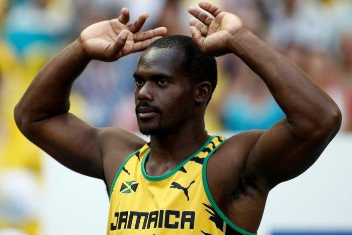 Jamaica's Nesta Carter after a men's 100 metres qualifier at the 2013 IAAF World Championships at the Luzhniki stadium in Moscow on August 10, 2013