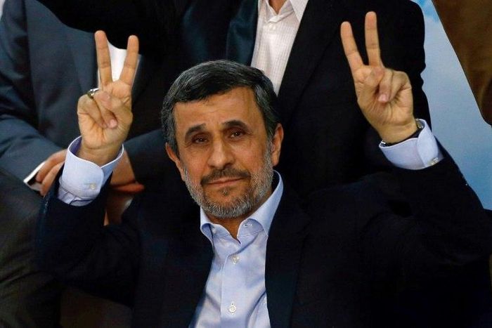 Former Iranian president Mahmoud Ahmadinejad registers on April 12, 2017, for next month's presidential election