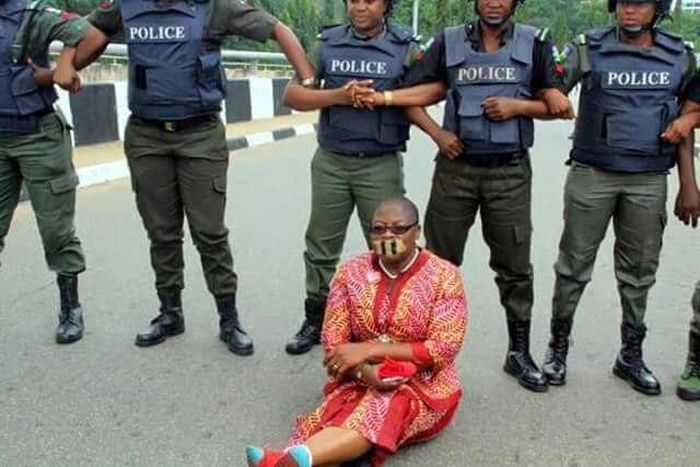 Oby Ezekwesili during a Bring Back Our Girls protest at Abuja in 2016