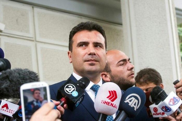 Macedonian Prime Minister Zoran Zaev, pictured on May 17, 2017 in Skopje, says that his centre-left party's goal is to gain EU and NATO membership under the new governemnt