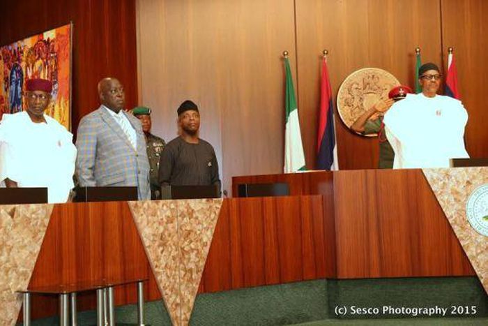 President Muhammadu Buhari presides over FEC meeting in Abuja on January 6, 2015