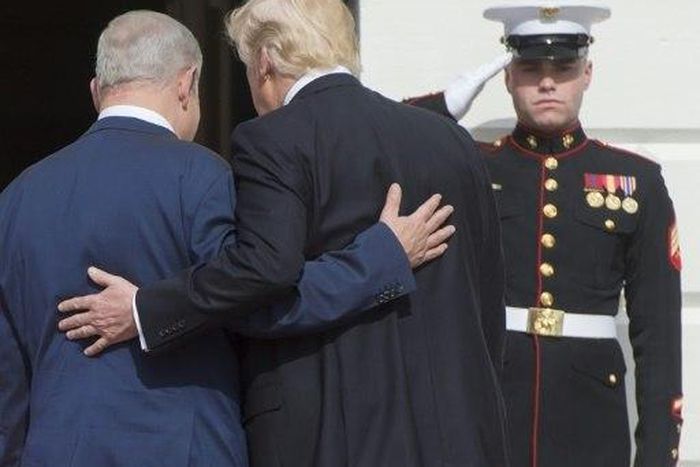 US President Donald Trump (R) warmly welcomed Israel's Prime Minister Benjamin Netanyahu to the White House and hailed the "unbreakable" bond between their countries