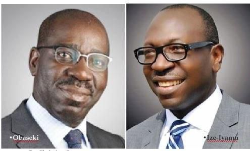 APC Edo governorship candidate, Godwin Obaseki and PDP candidate, Osagie Ize-Iyamu