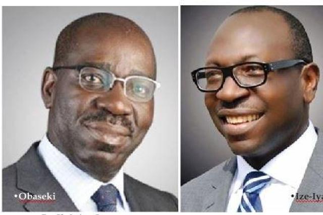 APC Edo governorship candidate, Godwin Obaseki and PDP candidate, Osagie Ize-Iyamu