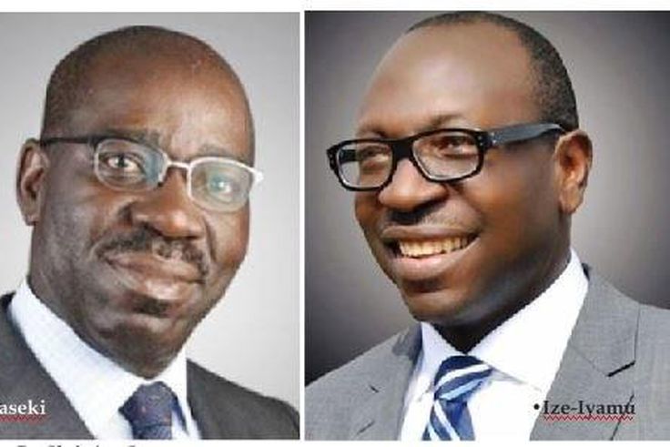APC Edo governorship candidate, Godwin Obaseki and PDP candidate, Osagie Ize-Iyamu